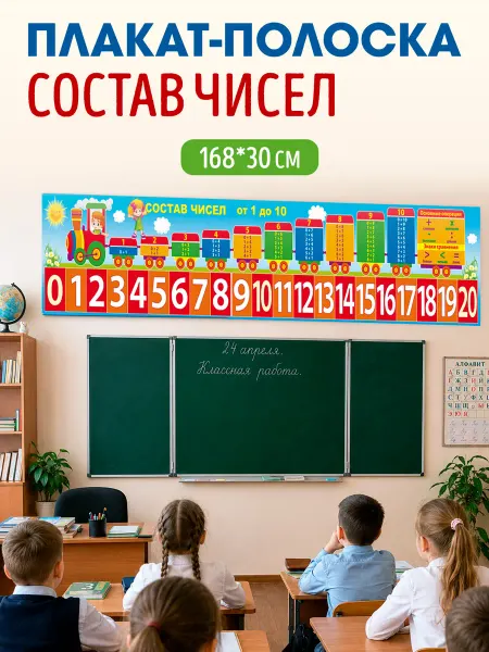 ТМ открытая планета Плакат полоска состав чисел до 20 для начальной школы