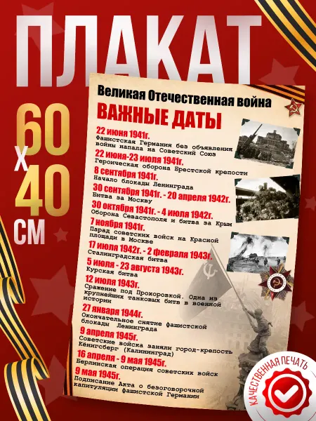 Арт Стенды Плакат, 9 Мая, Важные даты ВОВ