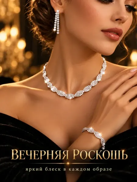 Diacriss Комплект украшений под серебро бижутерия женская серебристая