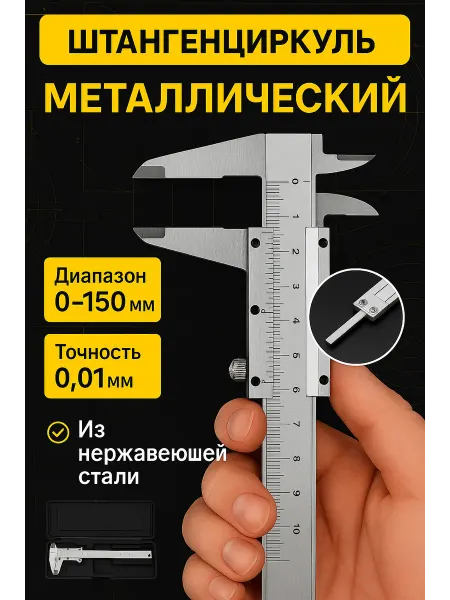 Штангенциркуль металлический с глубиномером
