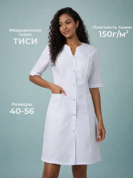 UNO lab Медицинский халат на кнопках с коротким рукавом
