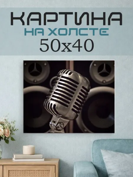 ПринтСтори Картина на стену 50x40 Микрофон
