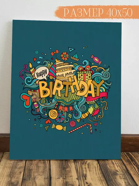 Интерьерная картина Аниме Картина С днем рождения 50x40