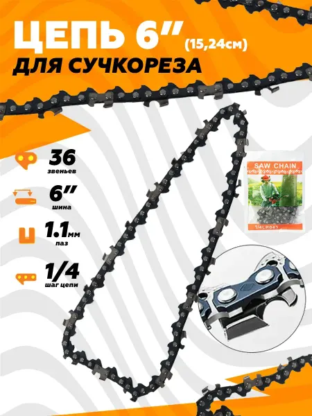 Цепь для мини пилы 6 дюймов 36 звеньев 1 4 шаг