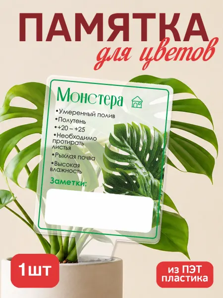 KRASNIKOVA Памятка по уходу за цветами Монстера