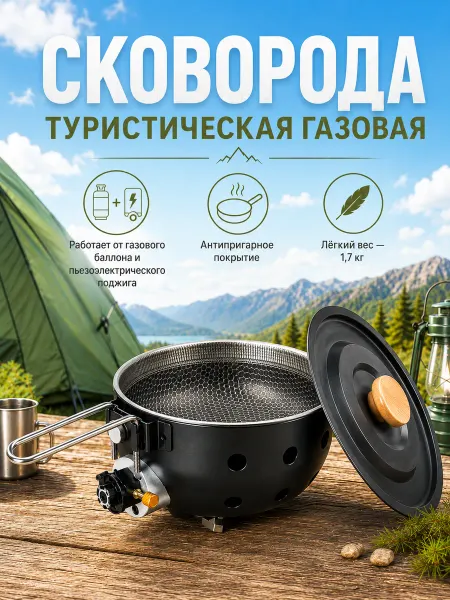 Сковорода туристическая портативная с грелкой