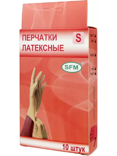 SFM Hospital Products GmbH Перчатки HIGH RISK 5 пар латексные неопудр. SFM, размер S
