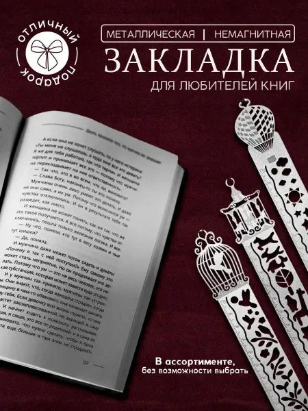 Bookmarks Линейка закладка для книг и учебников металлическая школьная