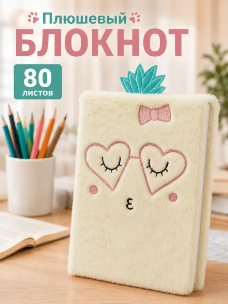 Magifta Блокнот детский пушистый ананас с бантиком, формат А5