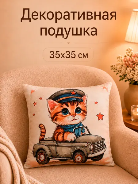Микаэль Подушка декоративная детская 35 см Котенок