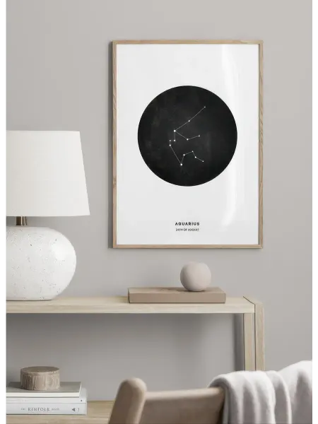 Onllyart Постер 50x70 Звездный знак Черный Водолей личный