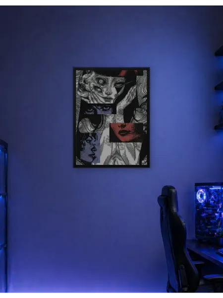 Postersbase Постер Сюрреалистический коллаж лиц и глаз 50x70