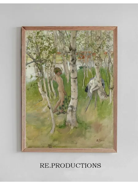 Re.productions Постер Ulf. Nude Boy among Birches - Carl Larsson