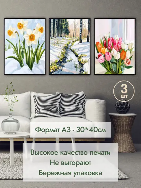 MAJIVVI HOME Набор интерьерных весенних постеров с ландышами