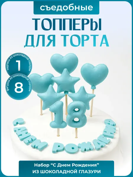 Топпер торта + Топпер с днем рождения 18 лет
