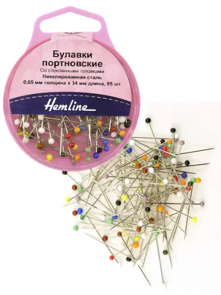 HEMLINE Булавки портновские 34 мм, 95 шт, разноцветные