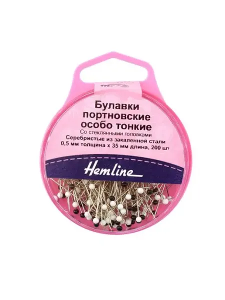 HEMLINE Булавки портновские особо тонкие 35 мм, 200 шт