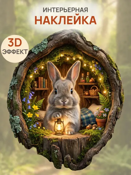 Hit Wall Наклейка зайчик на стену для декора 3D