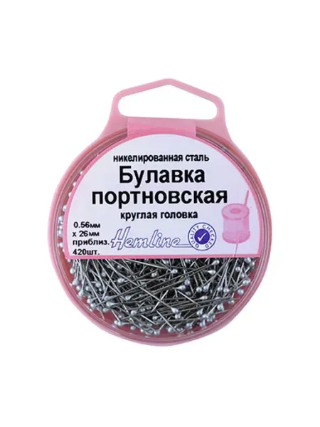 HEMLINE Булавки портновские с круглой головкой 56 мм, 420 шт