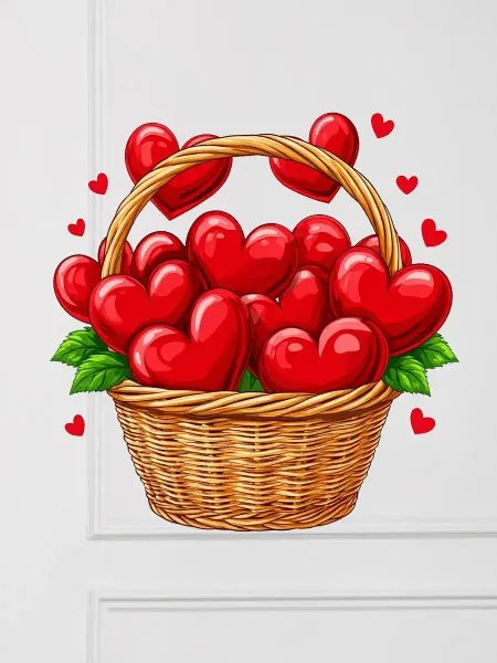 World of stickers Наклейка интерьерная корзина сердечек