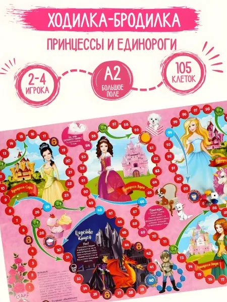 Цена Бум! Игра Игра ходилка для девочек "Принцессы и Единорог" бродилка