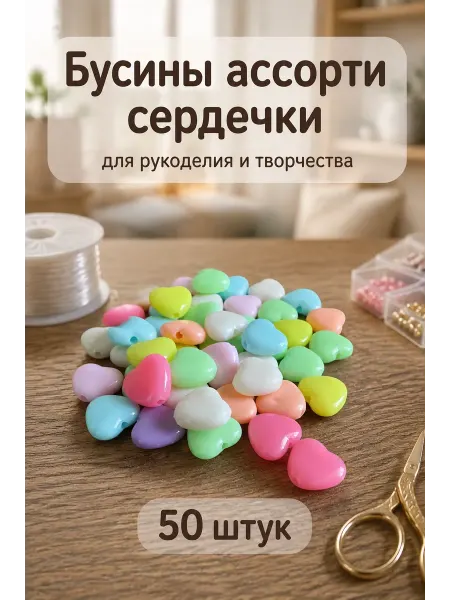 Бусины сердце ассорти 12*12мм