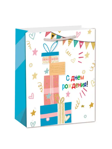 Holiville Пакет "С днем рождения! Подарки, конфетти", 31*12*42 см