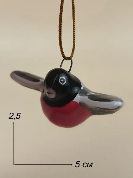 Ceramic Fauna Фарфоровая елочная игрушка Снегирь, украшение