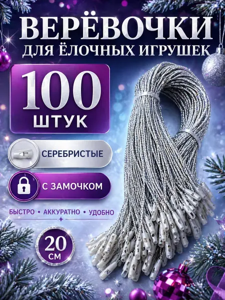 MICHURIN Веревочки для подвешивания ёлочных игрушек золото 10шт