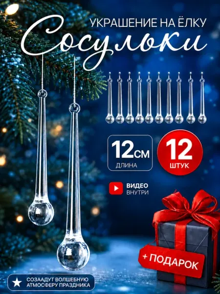 TIKO Новогодние игрушки на елку сосульки прозрачные пинтерест