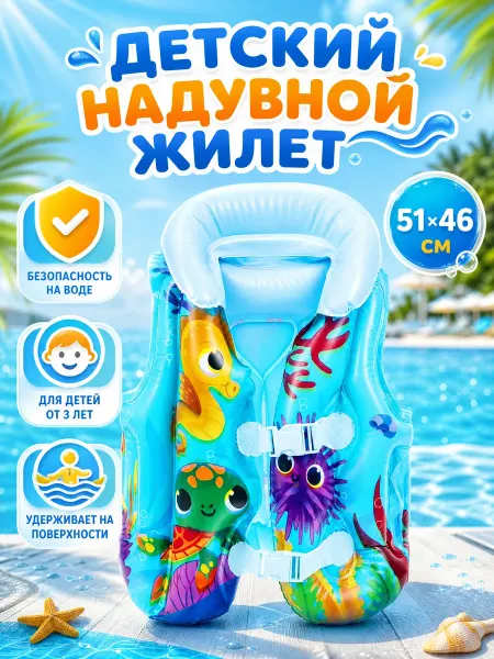 На волне Детский надувной жилет для плавания 51х46 см