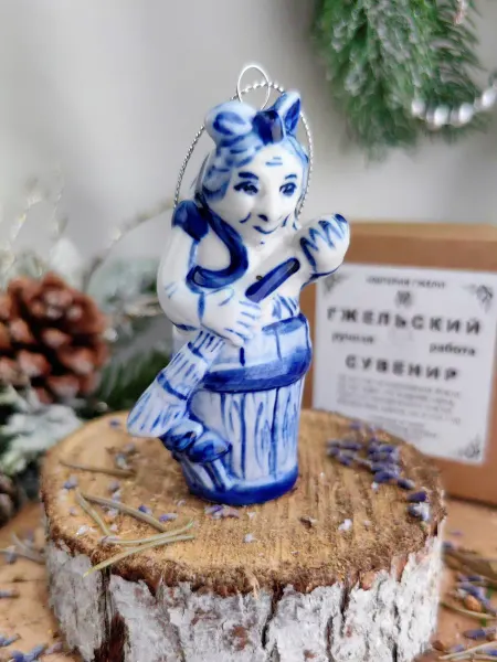 Империя Гжели Ёлочная игрушка Баба Яга Гжель