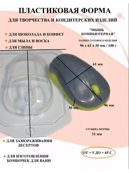 ПластикМолд Форма пластиковая Мышь компьютерная
