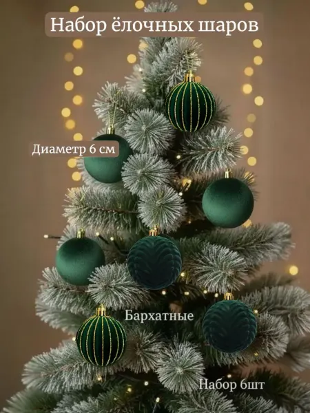 Шары на елку новогодние Бархатные