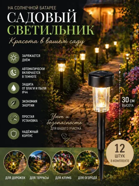 ДОМ st_stylish house Уличные солнечные светильники LED с датчиком света для сада