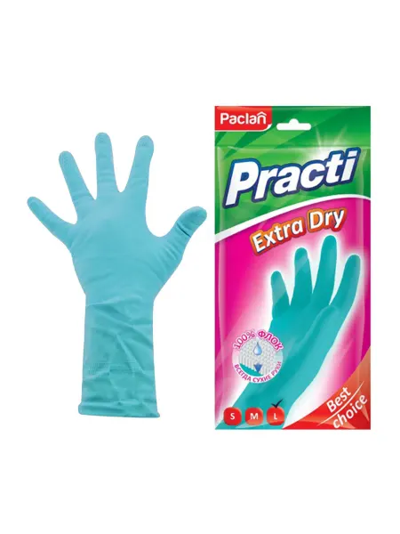 Paclan Перчатки многоразовые латексные хозяйственные, размер L