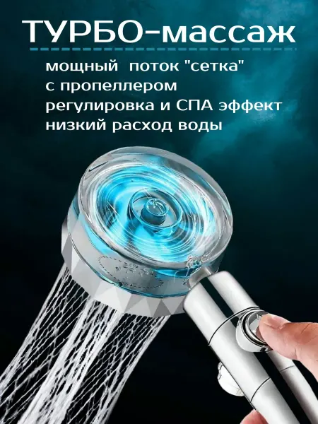 Лейка,насадка для душа с пропеллером Лейка для душа Гидро массаж с вентилятором Турбо