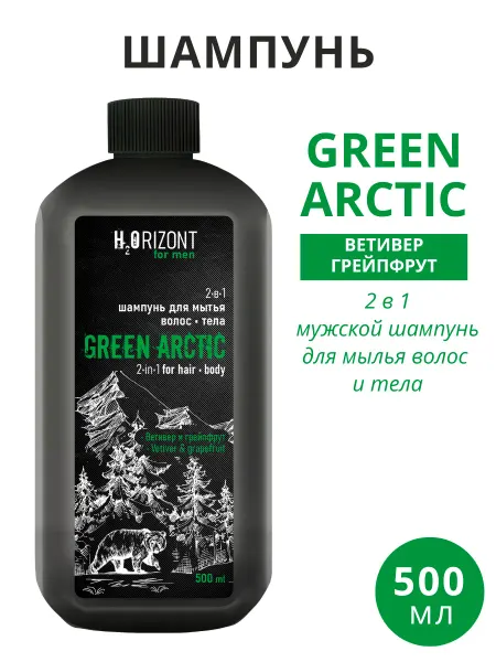 Family Cosmetics Мужской шампунь Green Arctic 2-в-1 для волос и тела, 500 мл