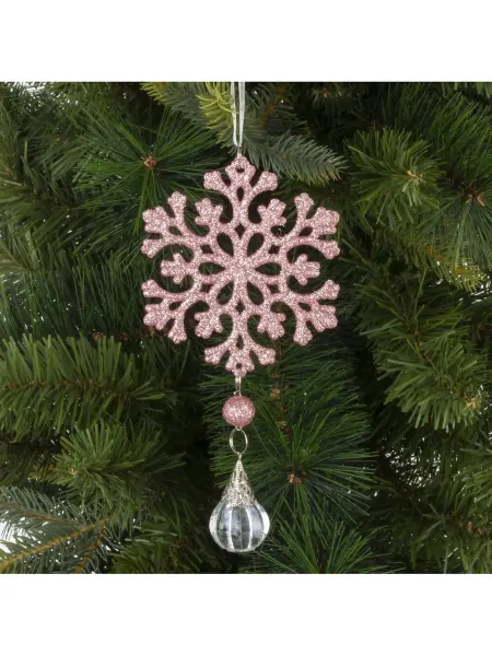 GoodGifts Нужные подарки! Елочное украшение "Светло-розовая Снежинка" 6.5х2х15