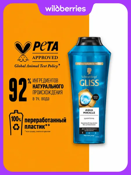 Gliss kur Шампунь для волос женский Aqua Miracle, 400 мл