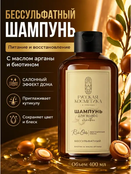 Русская косметика Шампунь для волос бессульфатный 2 шт