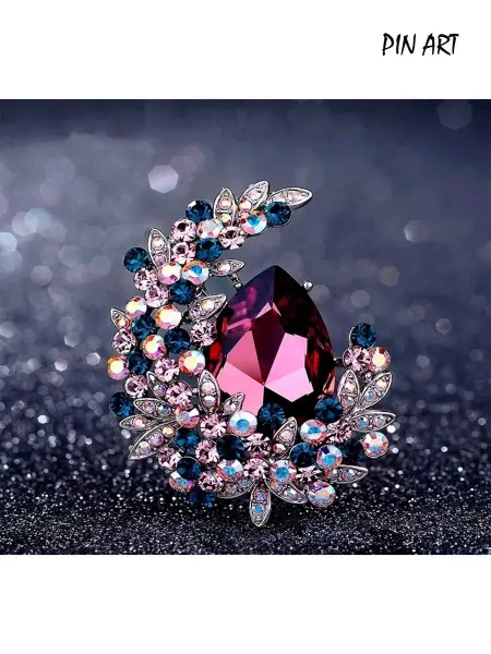 Pin Art Брошь каменный цветок красный