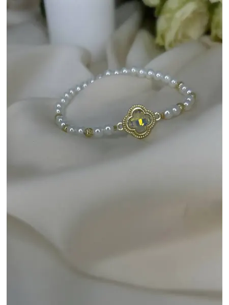 Elegant bracelet Браслет на руку жемчужный с клевером бижутерия