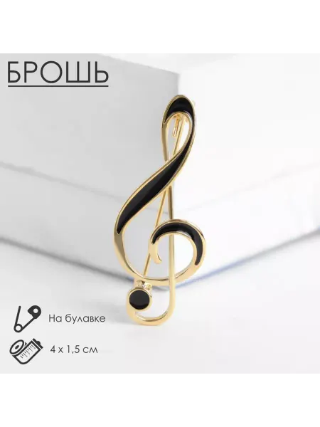 Queen fair Брошь "Скрипичный ключ" классика в золоте