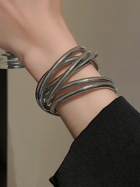LADY PANTHER Jewelry Браслет многослойный широкий пружинка
