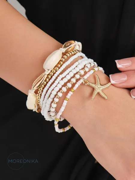 Moreonika Jewelry Браслет из бисера с ракушками морское украшение