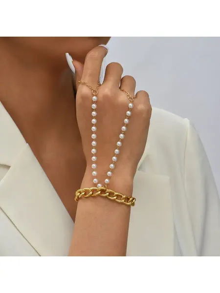 Trendy jewelry Слейв браслет, браслет на руку с кольцом женский