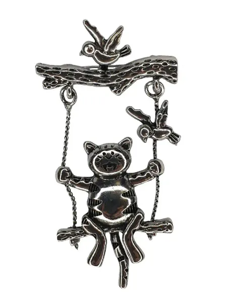 Keyring Брошь Кот на качелях