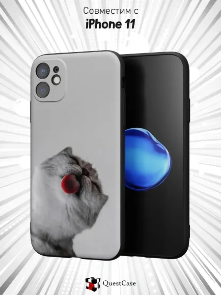 QuestCase Чехол на Apple iPhone 11 с принтом Котик