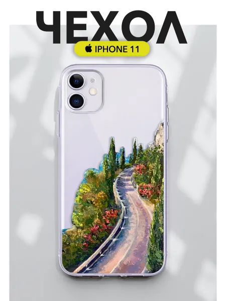 Chehooli Чехол на iPhone 11 Прозрачный Принт Дорога пейзаж